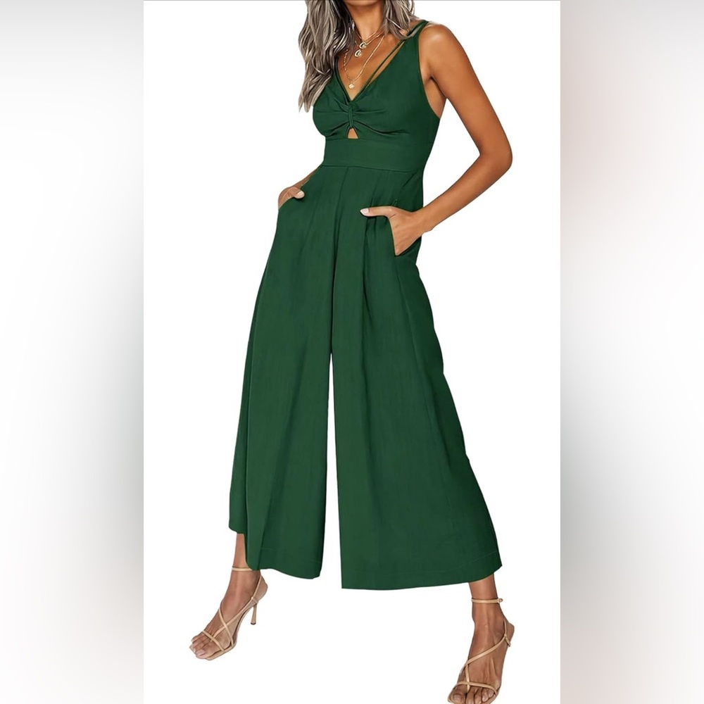 Chic Forest Green Sleeveless Jumpsuit